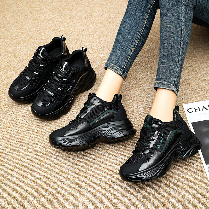 Ddmysports Spring Internet Celebrity Dad Female Instagram Trendy Thick Sole Elevated Casual Sports Black Women S Shoes Outdoor