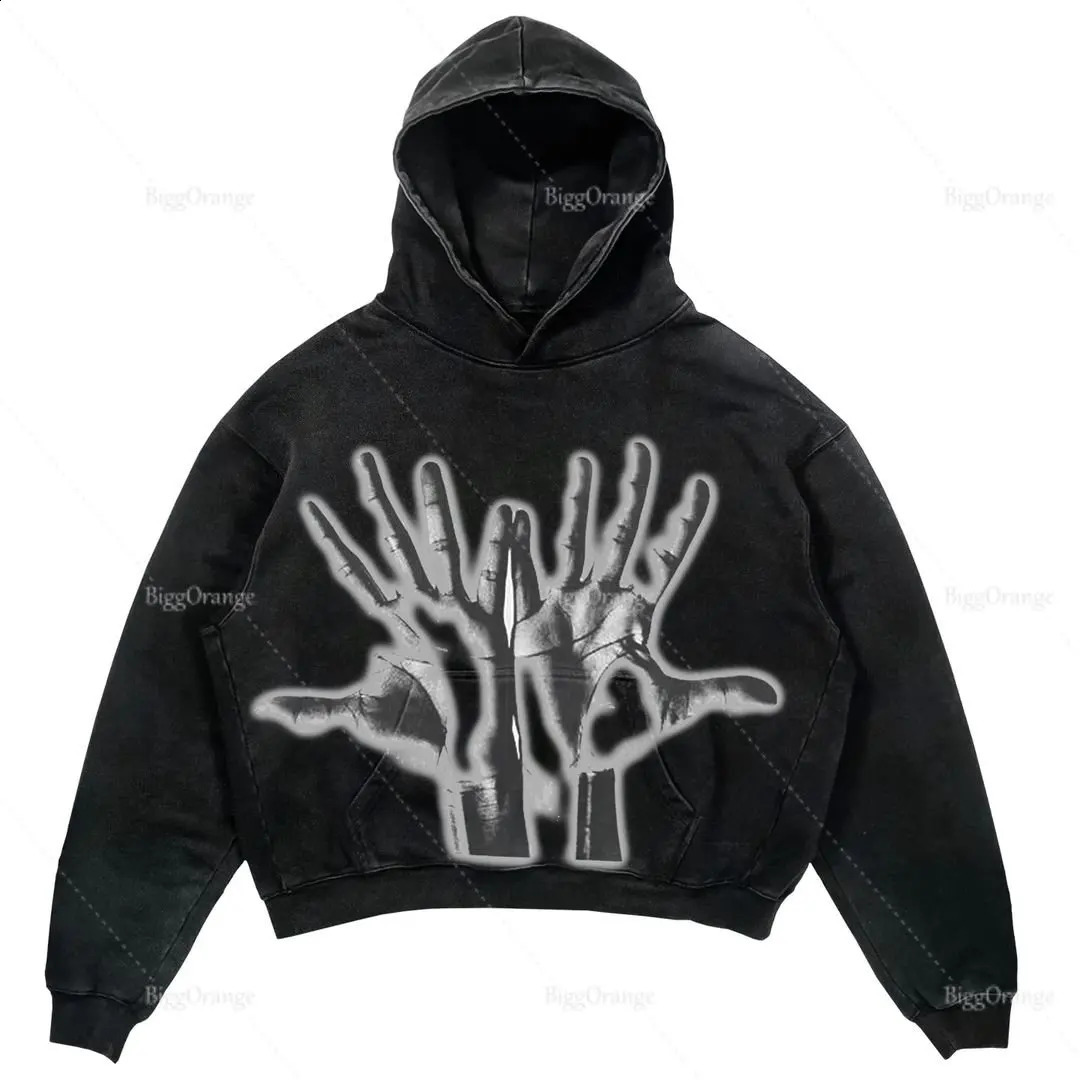 FallWinter High Street Hip Hop Character Print Hoodie Casual O Neck Sweater Pocket Hoodie 240812