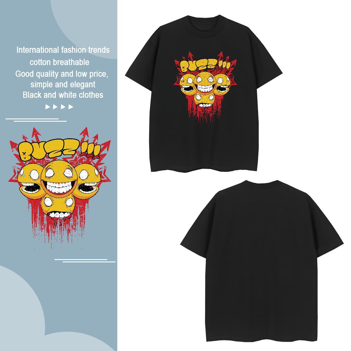 Classic Couples T Shirts ET 230g Cotton Hip Hop Street Breathable Soft T Shirt For Man Cartoon Print 2024 Summer Wear