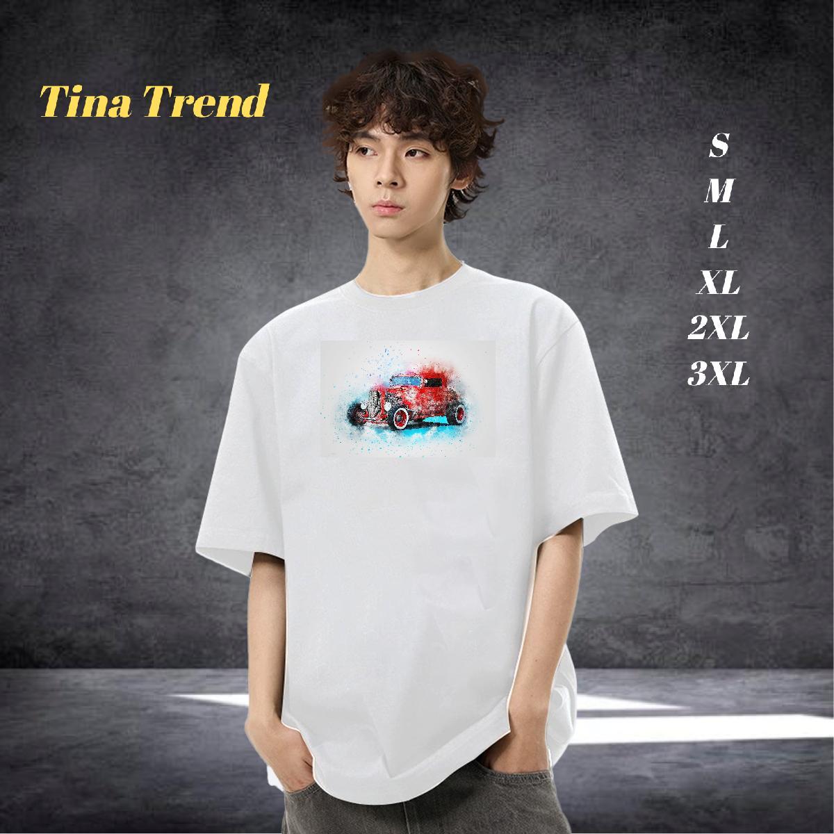Free Shipping T Shirt For Man car Top Tees 100% Cotton 230g Anime Printing Street Wholesale Oversized Crew Neck Breathable Men Clothes T-Shirt