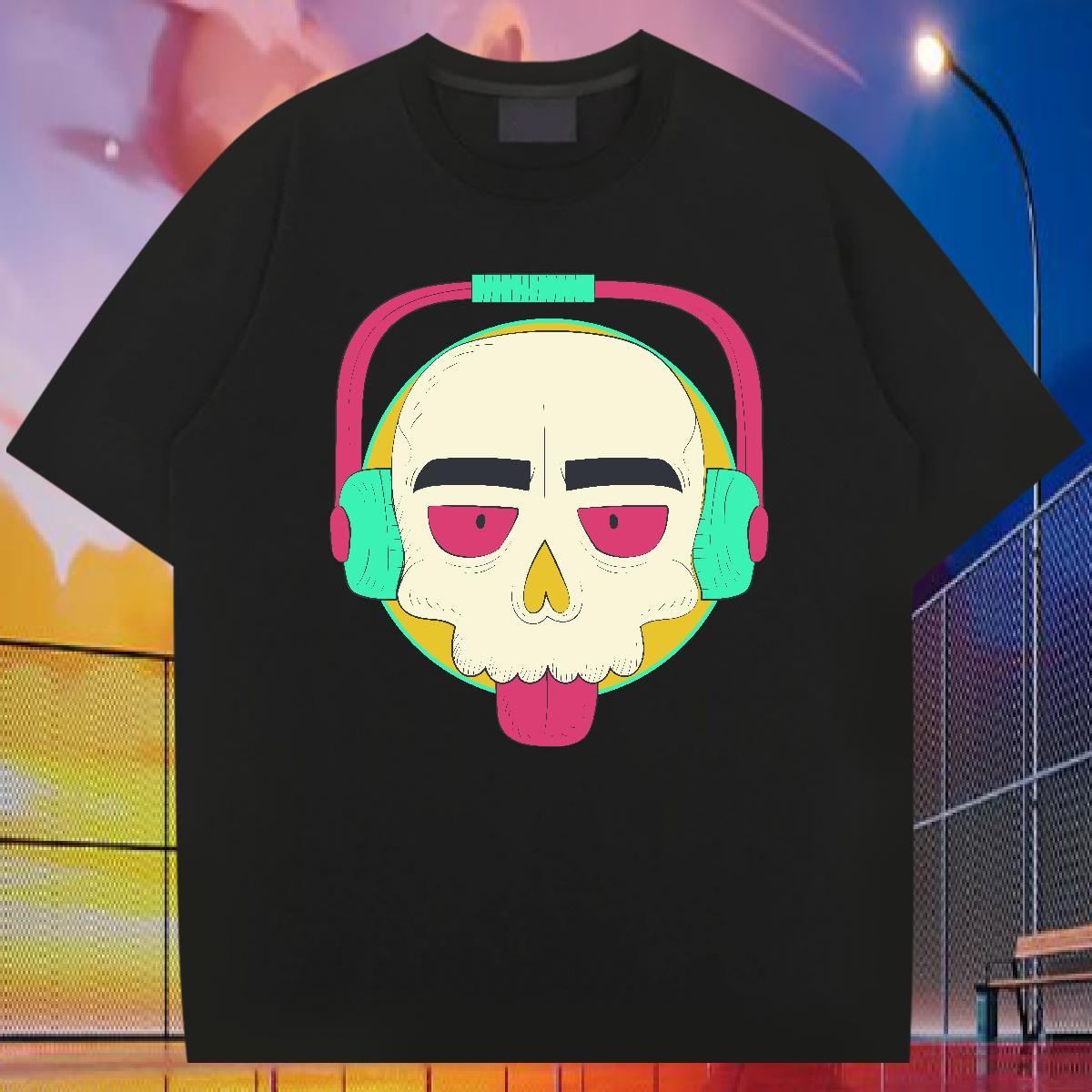 Fashion Design T Shirt For Man skull Tops Tees 230g 100% Cotton Street Wear TOP Quality Floral Print Breathable Crew Neck Mens Tshirts