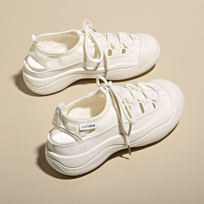 Ddmysports Ollow Canvas Summer New Korean Student Little White Shoes For Women Flat Bottom Instagram Breathable Alf Support P Outdoor