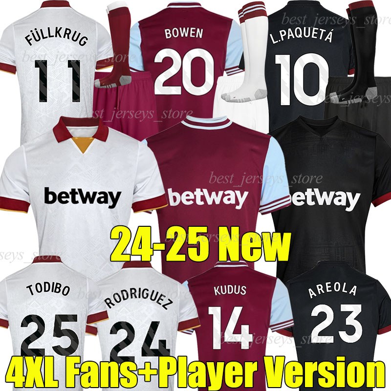 4XL 24/25 wEsT HaMes RODRIGUEZ Soccer Jerseys Final Prague FULLKRUG TODiBO SUMMERVILLE L.PAQUETA KUDUS ALVAREZ BOWEN ZOUMA AREOLA men kids Kits sock football shirts
