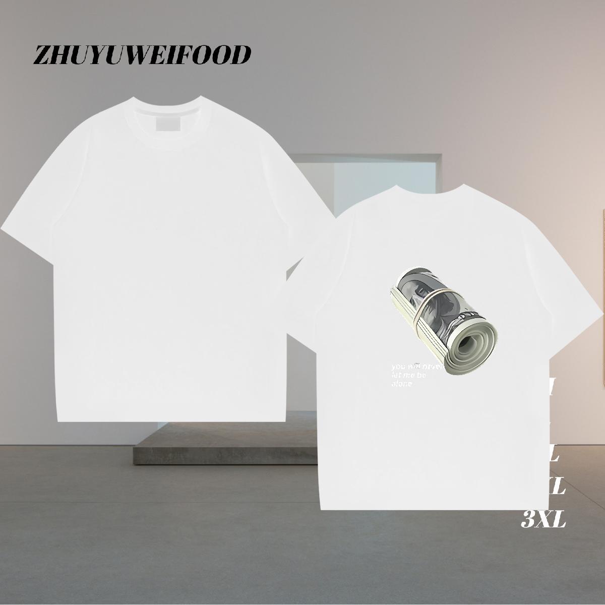 DIY Customized T Shirt For Man money Top Tees 100% Cotton 230g Outdoor Cool Design Anime Print Crew Neck Breathable Men Clothes T-Shirt