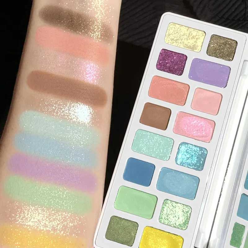 16 color eye shadow palette matte chameleon waterproof durable shiny metal eye shadow palette womens makeupW241212