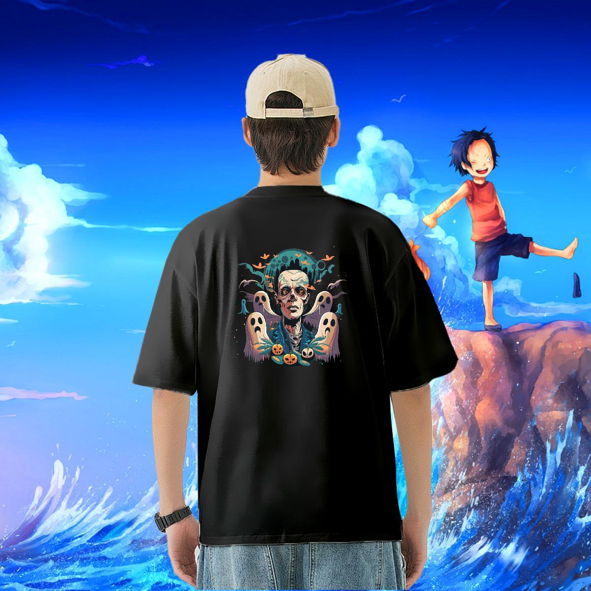 DIY T Shirt For Man skull Tees Shirts 100% Cotton 230g Street Loose Custom Print Oversized Crew Neck Men Tshirts