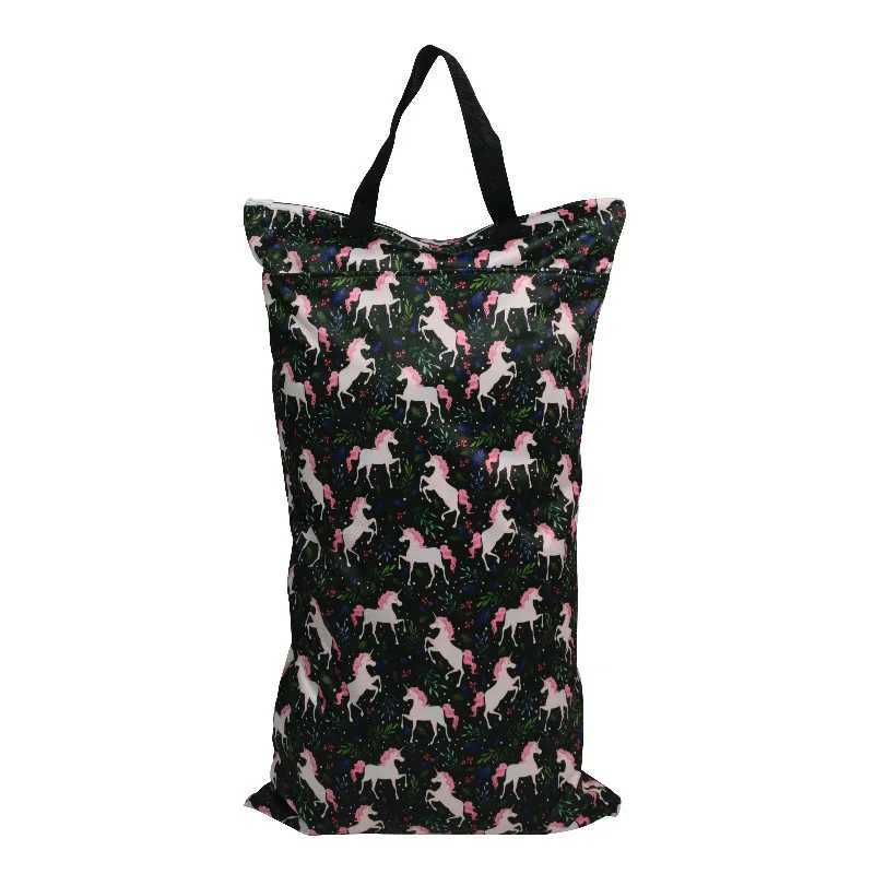 40 * 70cm large clothes hanger wet dry paint bag double zipper waterproof wet clothing bag laundry diaper bag printed portable bag W240812