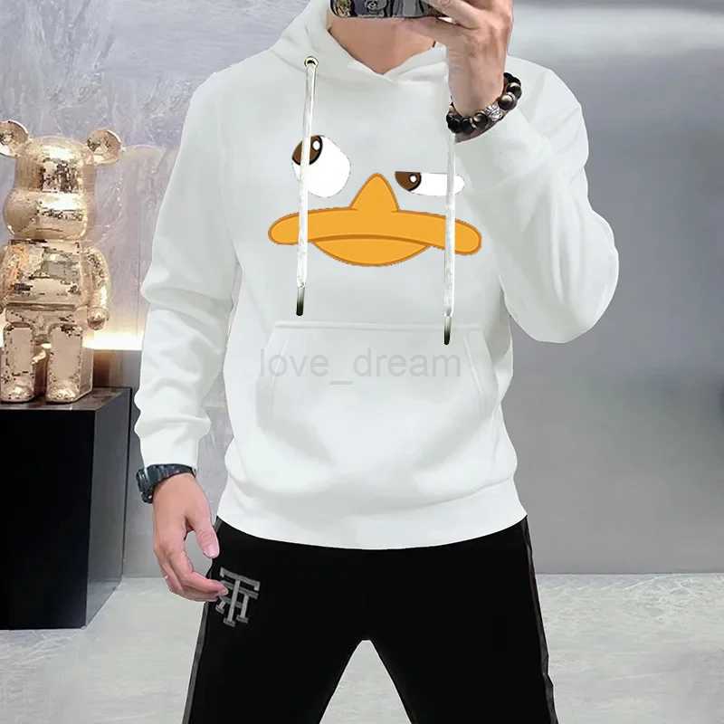Fun Cartoon Duck Print Clothing Men Nuevo En Sudaderas Design New Sudaderas Para Hombre Black White Fashion Graphic HoodiesXJ240812