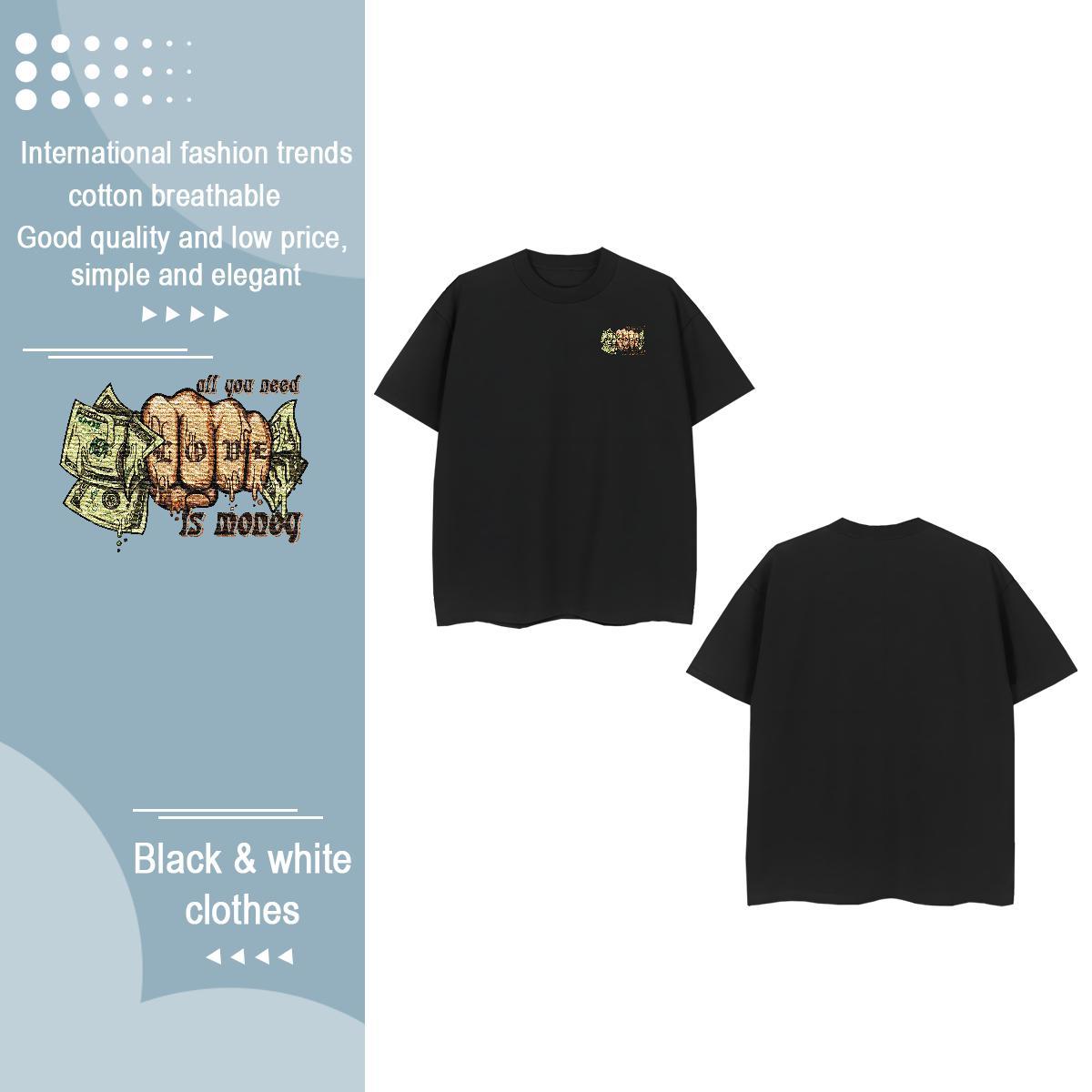 Cool Design Couples T Shirts Casual 230g 100% Cotton White Plus Size Breathable Short Sleeve dollar T-Shirts for Men 2024 DIY Tops Tees