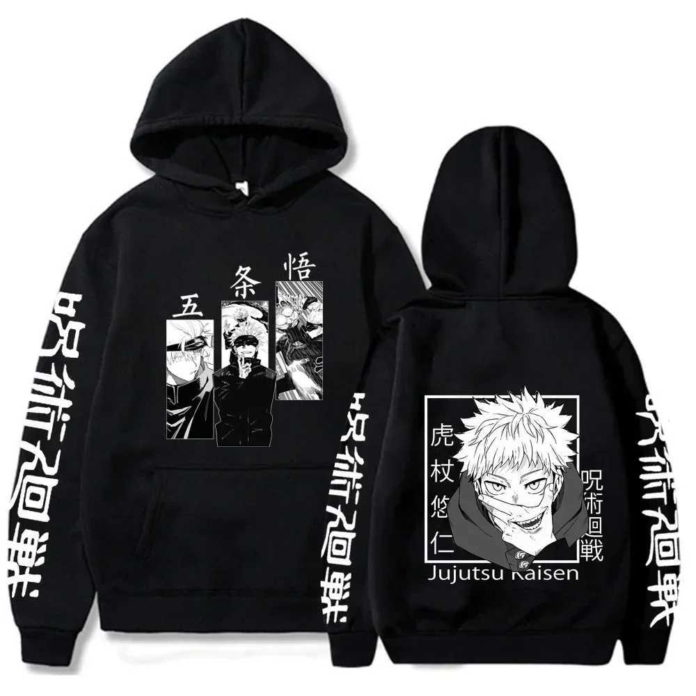 Anime Print Sweatshirts Jujutsu Kaisen Mens Hoodie Harajuku Autumn Winter Streetwear Clothe Yuji Itadori Plus Size HoodieXJ240812
