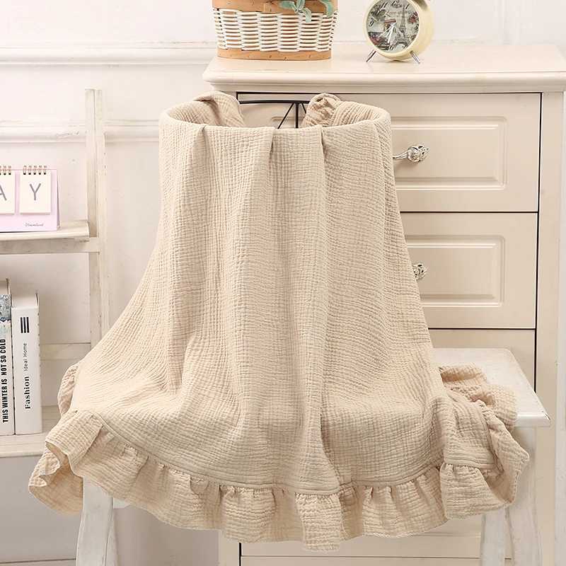 100% organic cotton baby packaging Gauze ruffled baby blanketW240810