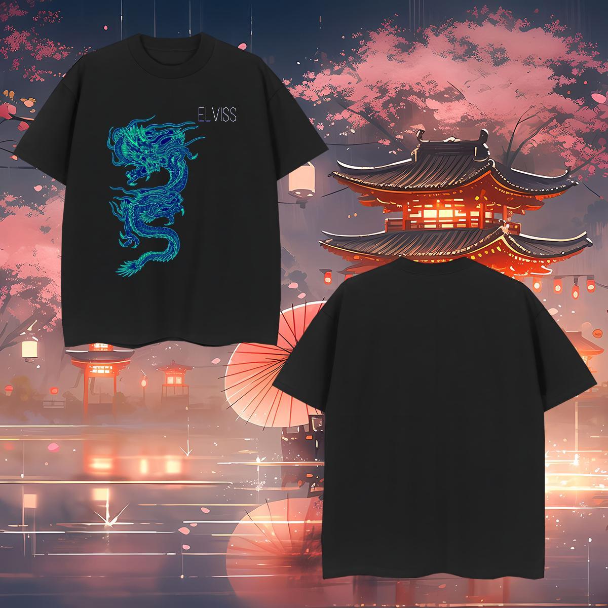 DIY Customized 230g Pure Cotton T-Shirts for Men dragon Beach Mens Tshirts Wear Crew Neck Brand Oversized 3XL 4XL