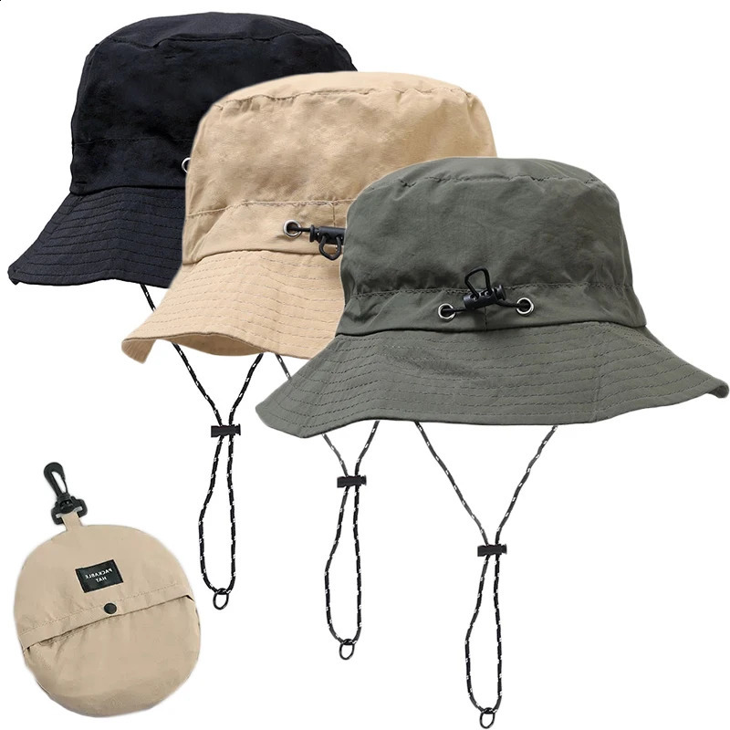 Foldable Panama bucket hat outdoor UV resistant sun suitable for men women spring summer quick drying waterproof hanging fishermans 240812