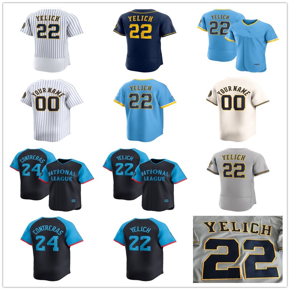 City Connect Baseball Jersey Yelich William Contreras Jackson Chourio Willy Ada…