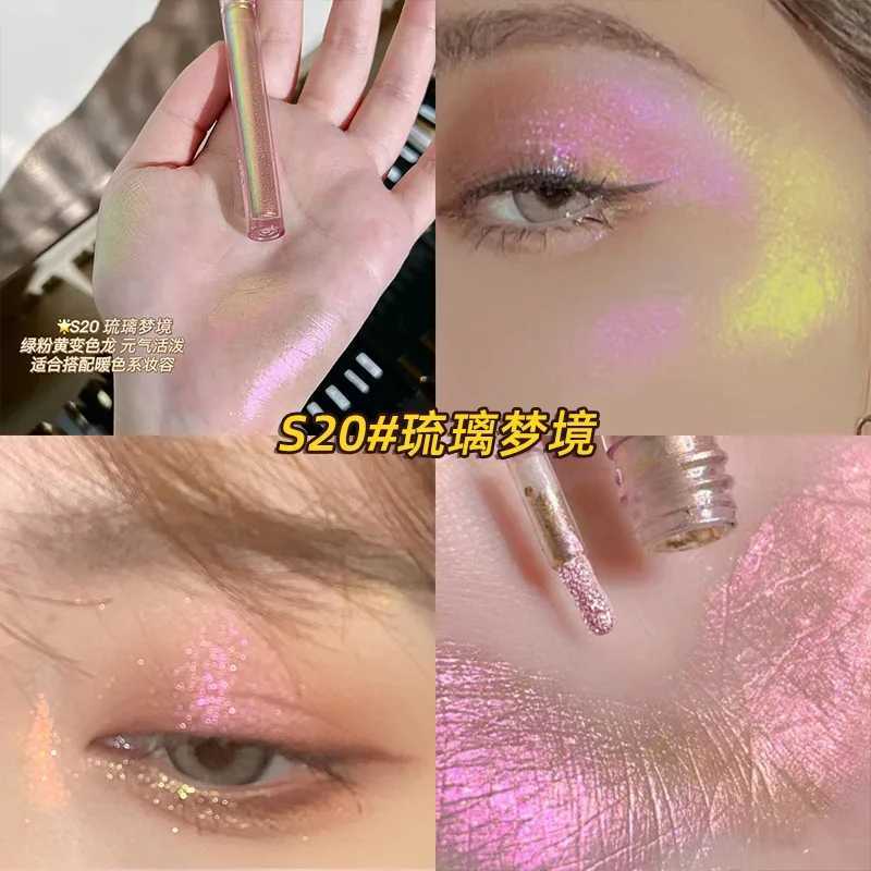 Shiny color changing longan makeup multi color shimmer eye shadow two color stick shiny chrome fluorescent pen party luminous cosmeticsW241212