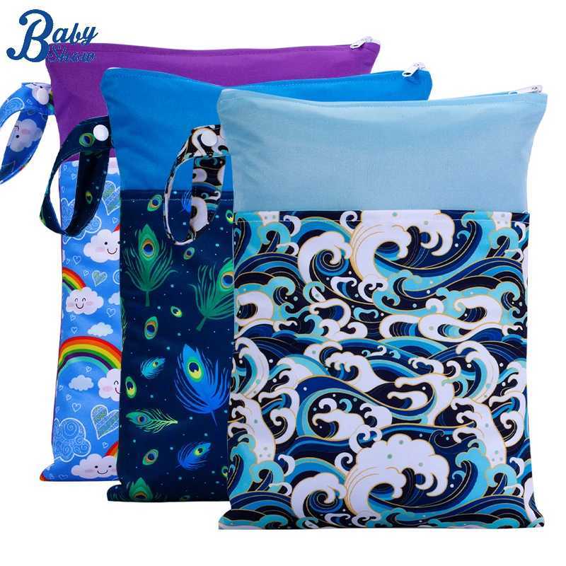 Babyshow 35cmx25cm wet dry bag for mothers with two zippers suitable for baby diapers waterproof reusable baby diaper bag W240812