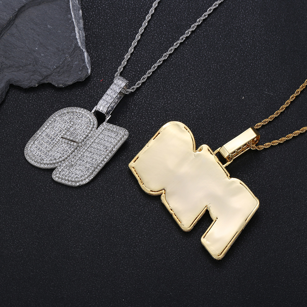 Hip Hop DIY Custom A-Z Letters Pendant Necklace Full Zircon 18k Real Gold Plated Men Jewelrys