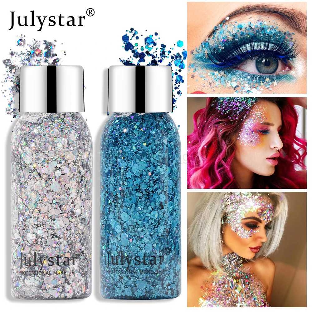 Julystar Glitter eye shadow Liquid Facial Body Sequins gel Liquid eye shadow Stage Makeup 10 Colors W240812