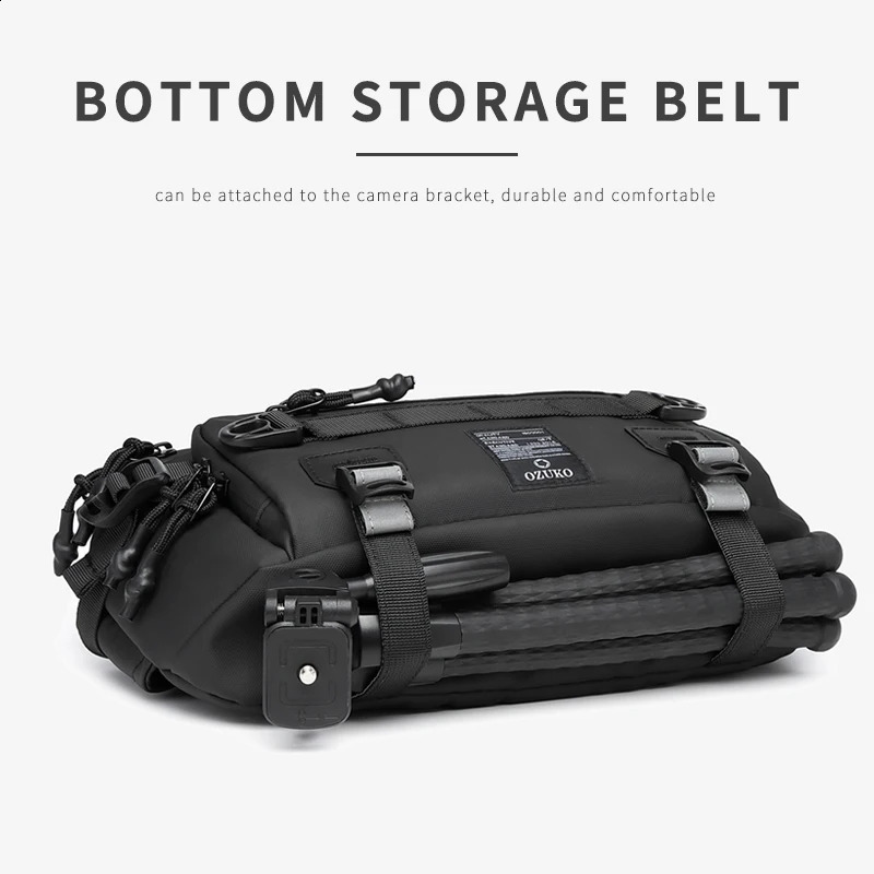 OZUKO Fashion Mens Waterproof Waist Bag Outdoor Sports Strap Chest Bag Tactical Fanny Bag Mens Youth High Quality Cross Body Bag 240812