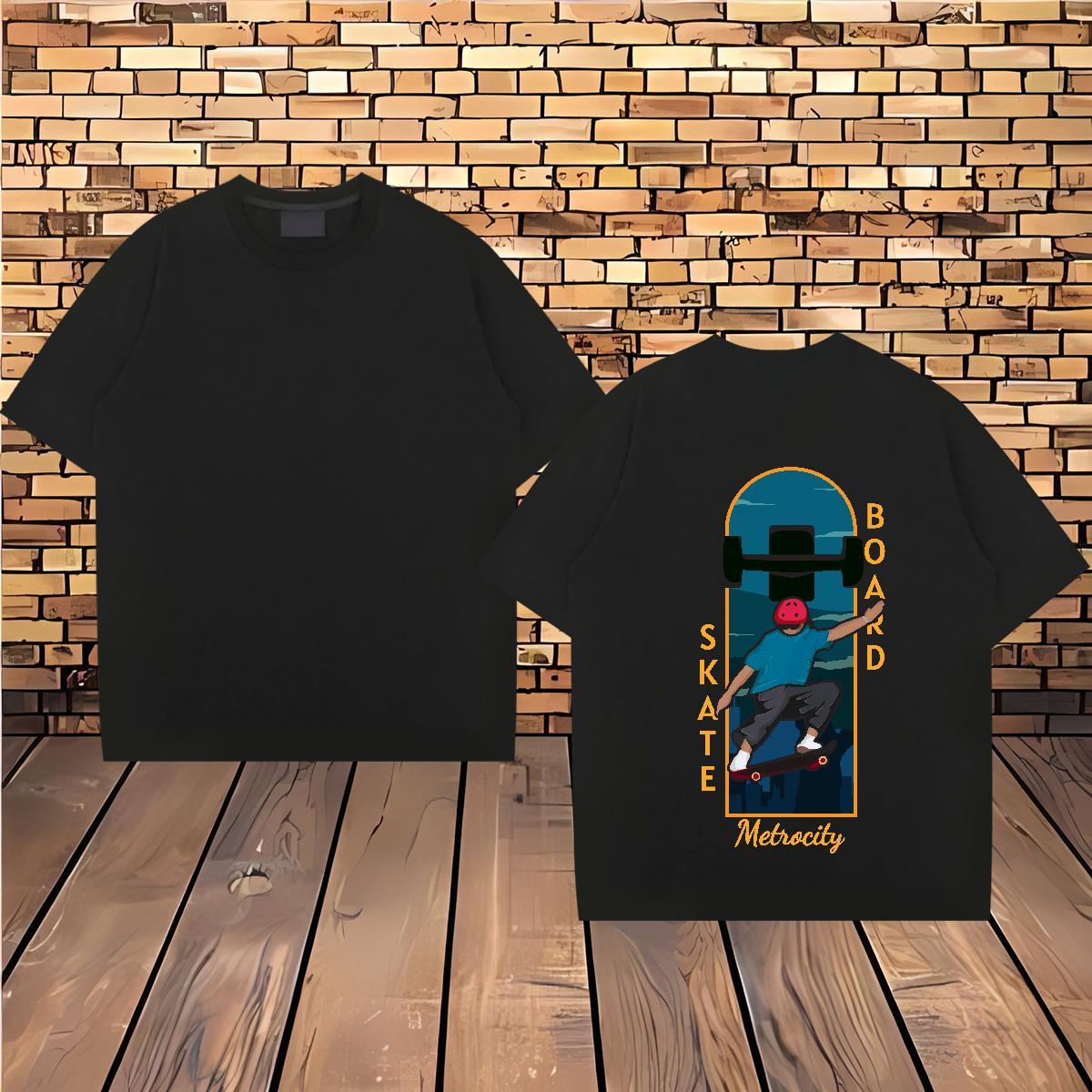 2024 Summer Men T Shirts skateboarding Tees Shirts 230g Cotton Anime Printing Street Free Shipping Oversized Breathable Short Sleeve Men Clothes T-Shi