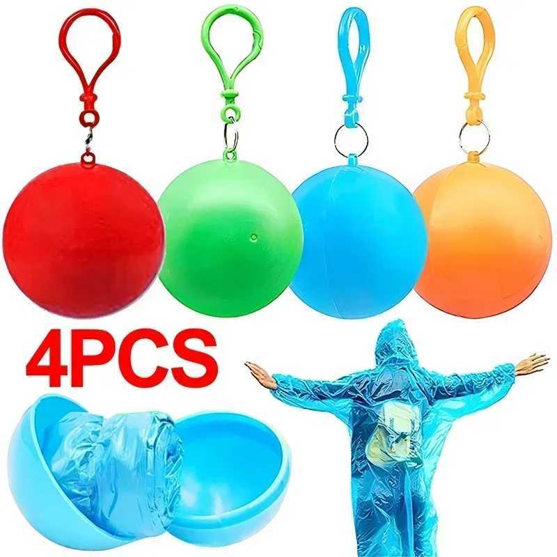 Mini Portable Raincoats Ball Colorful Disposable Thicken Rain Ponchos Emergency Waterproof Adults Rainwear Cape Keyring Ball Y240810
