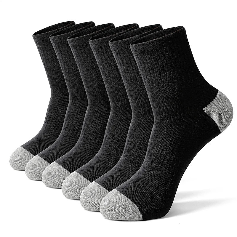 Men's Breathable Cotton Running Crew Socks - 612 Pairs, Middle Tube, High Quality, Casual Sports Socks