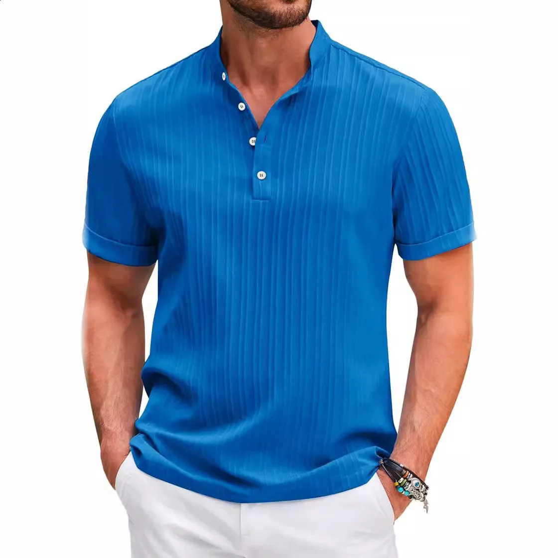 Selling Men Short Sleeve Polo Shirt Turn Down Collar Button Pure Color Top Polo Shirt Summer Casual Comfort Mens Clothing 240812