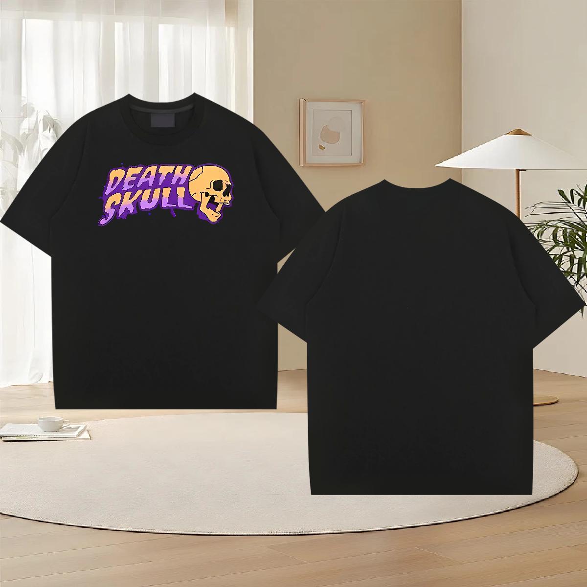 Custom Man T Shirts skull Tops Shirt 230g Pure Cotton Hip Hop Classic Custom Cartoon O-Neck Short Sleeve Mens Tshirts