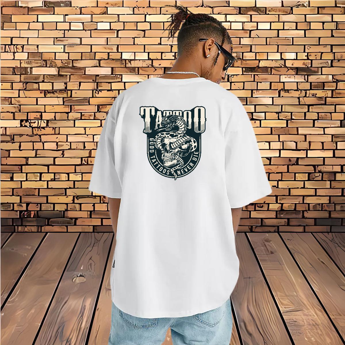 DIY Customized Man T Shirts skull Tee Shirt 230g 100% Cotton High Street Hip Hop Loose Plus Size Custom Short Sleeve O-Neck Couples T Shirts