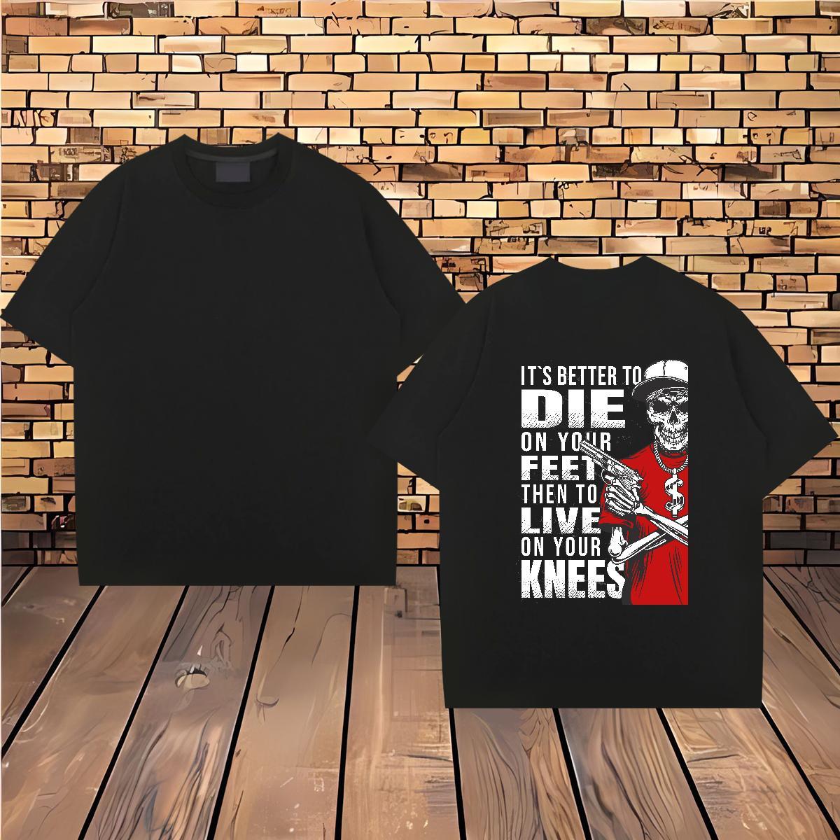 Wholesale T Shirt For Man skull Polos 230g Pure Cotton Hip Hop Street Unisex Customized Print Breathable Crew Neck Mens Tshirts