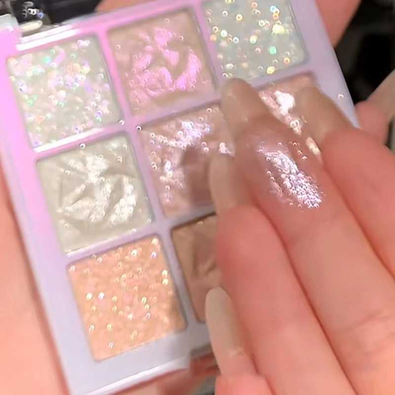 Snow Diamond eye shadow Palette 9 Color Polarized Flash Rose Pink Fluorescent Light Bright Shining Eye Makeup New CosmeticsW241212