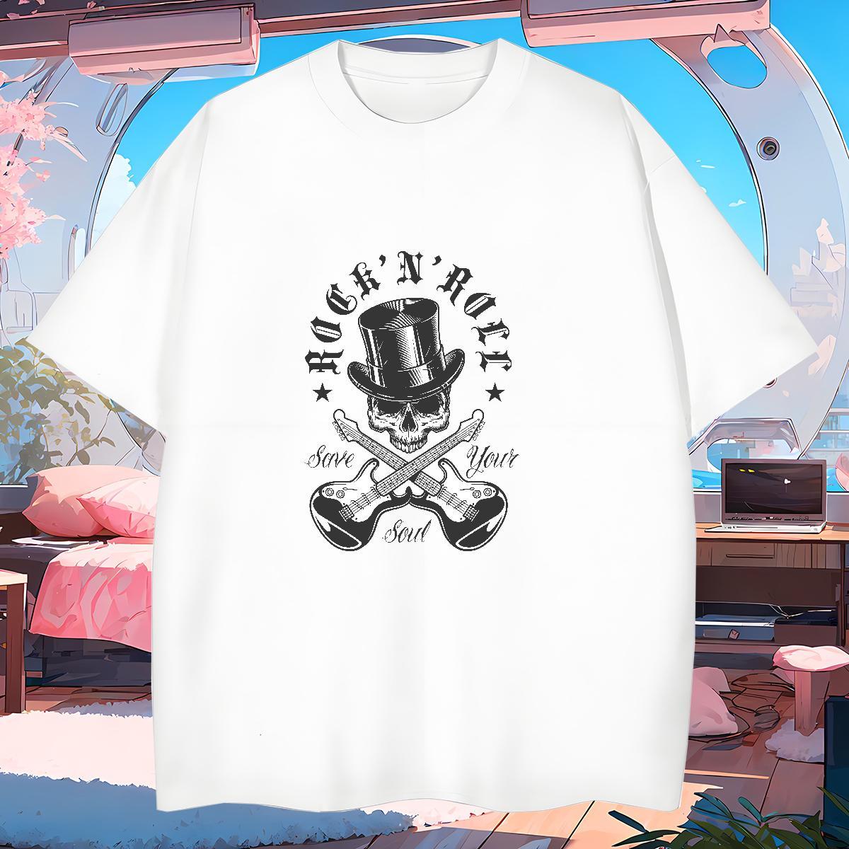 2024 Summer Mens T Shirts skull Clothes 230g 100% Cotton Casual Daily Wear High Quality Custom Print Plus Size Round Neck Short Sleeve Mens Tshirts