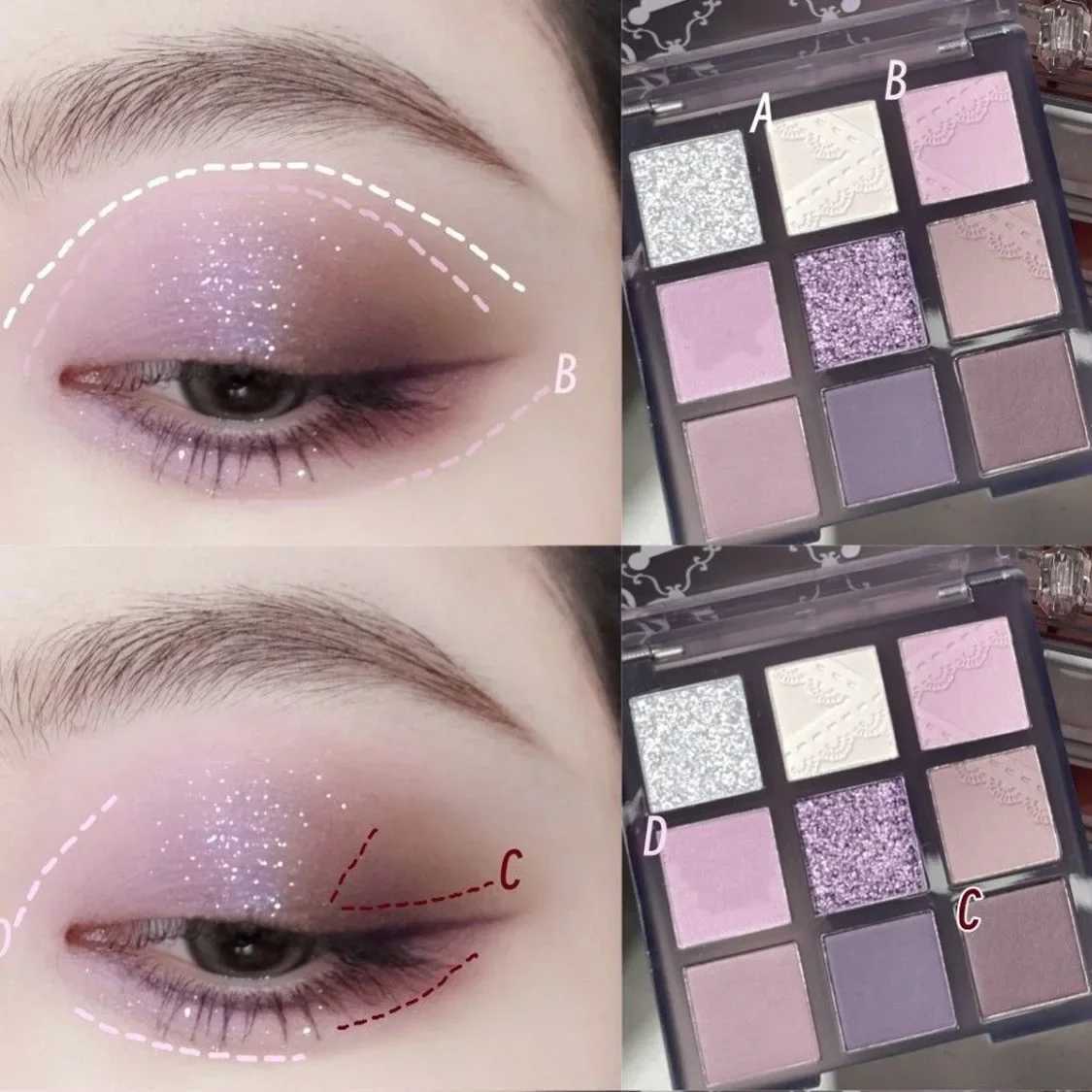Smoky purple lace eye shadow palette matte glitter 9 color eye shadow lasting shimmer eye shadow makeup palette cosmeticsW241212