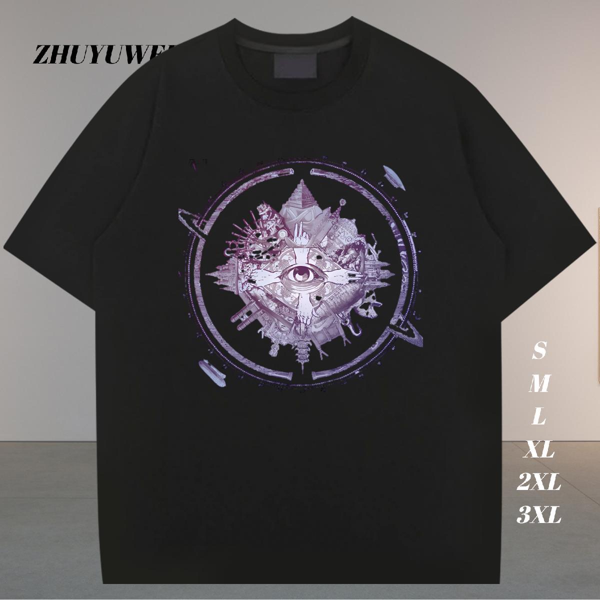 Fashion New Mens T Shirts eye of the devil Clothes 230g Pure Cotton Daily Outfit Cool Design Custom Printed Breathable Crew Neck Couples T Shirts