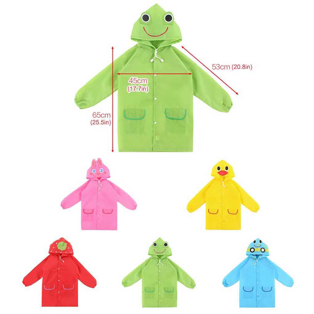 90cm-130cm Kids Rain Coat Waterproof Children Rainwear with Pockets Hoodie Y240810
