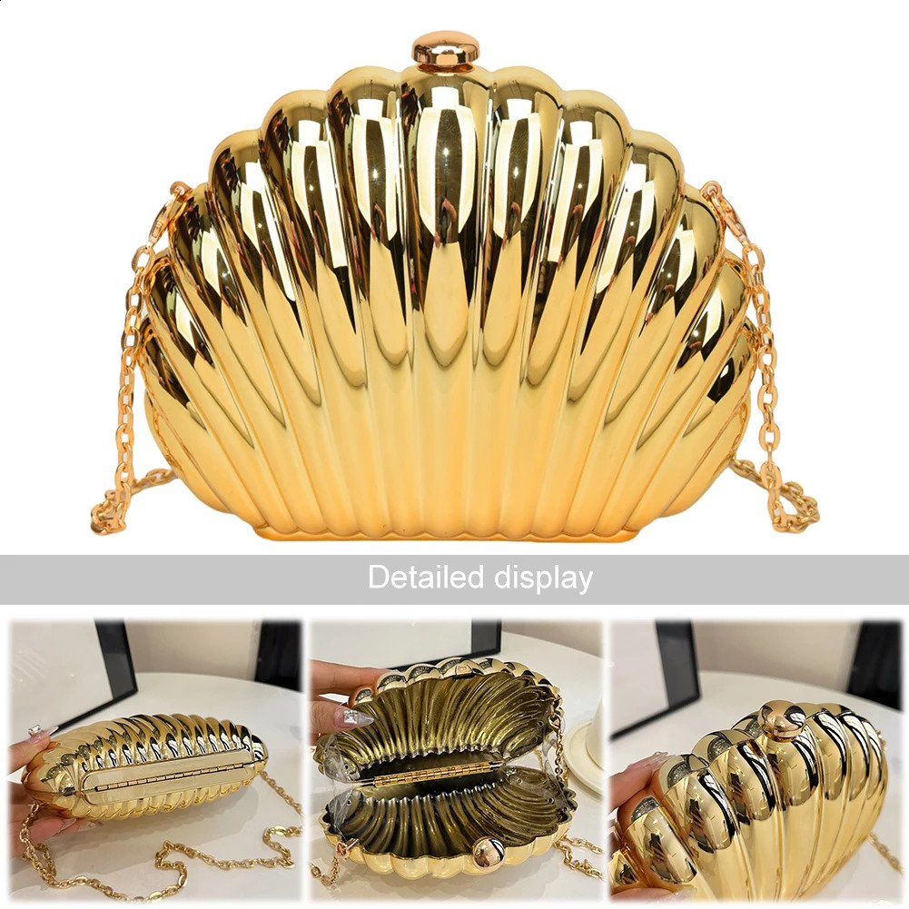 Womens acrylic metal shoulder bag with detachable chain evening clutch wallet for weddings cocktails parties dances handbags 240810