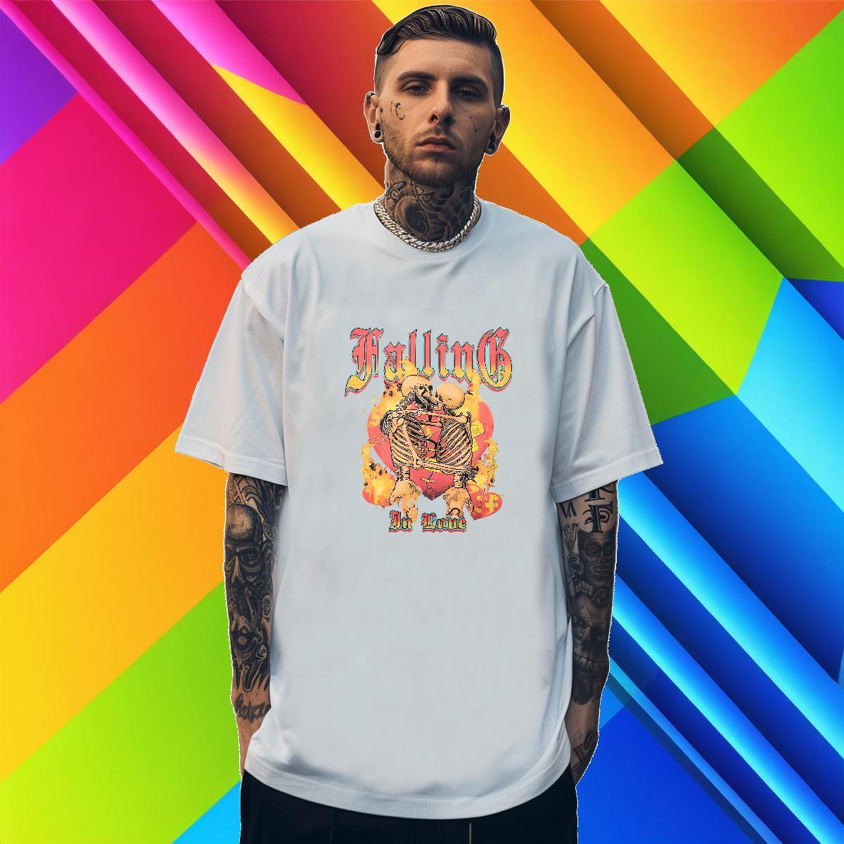 2024 Summer T Shirt For Man skull Tops 230g Pure Cotton Daily Outfit Classic Floral Print Crew Neck Tshirt for Man Woman