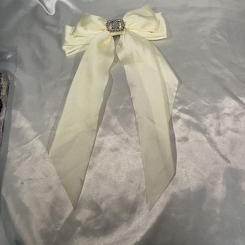 2025 new Korean New Bow Ribbon Simple Handmade Silk Spring Vintage designer brand Clip Hair Accessory Free shipping