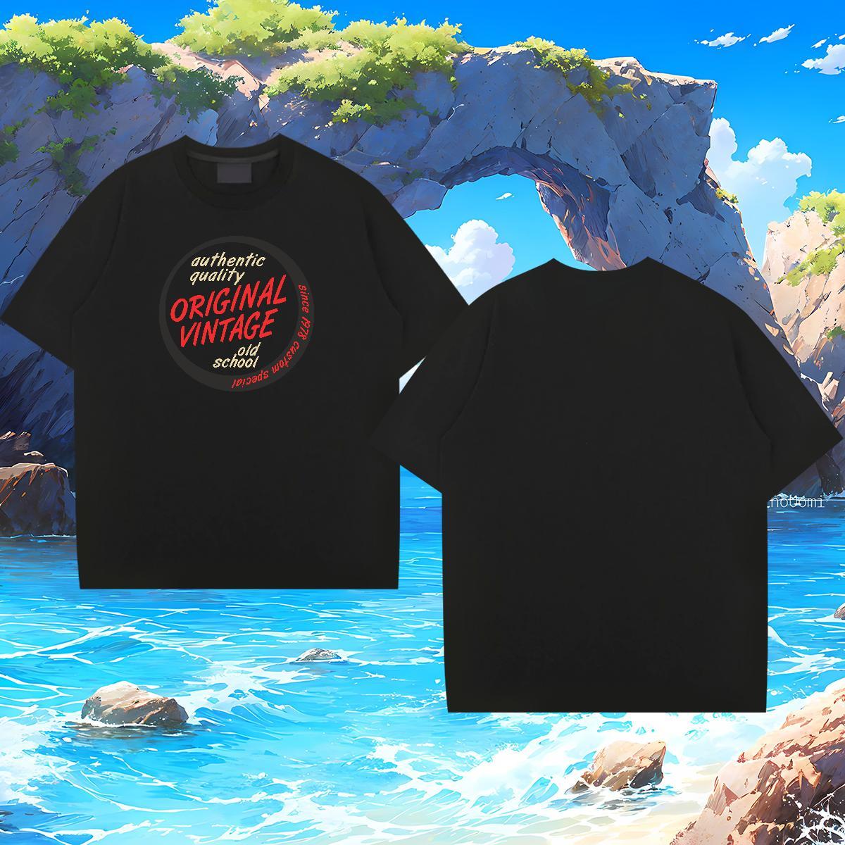 Soft Men Tshirts letter 230g 100% Cotton Spring Summer Breathable Man T Shirts Anime Print 2024 New Tops