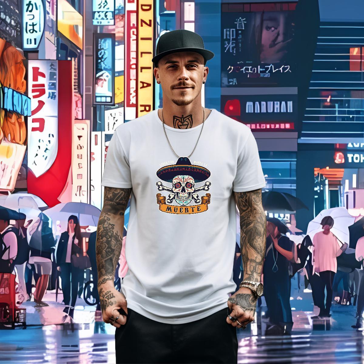 New Arrival T Shirt For Man skull Top Tees 230g Cotton Street wear Hip Hop Cool Oversized 4XL Short Sleeve O-Neck Mens Tshirts