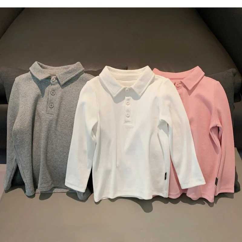 2024 new Boys Polo Shirts Long Sleeve Tops for Kids Solid Color Children T-shirt Cotton Baby Tops Toddler Spring Autumn OutwearXJ241225