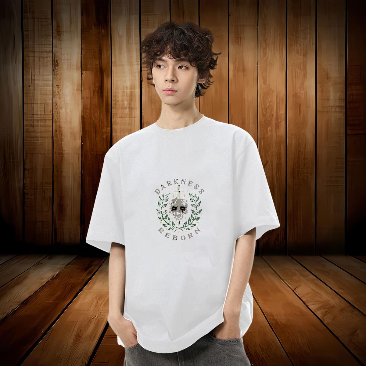 Designer T shirt skull Polos 230g Cotton Spring Summer Brand DIY Anime Breathable Crew Neck Men Tops Tees