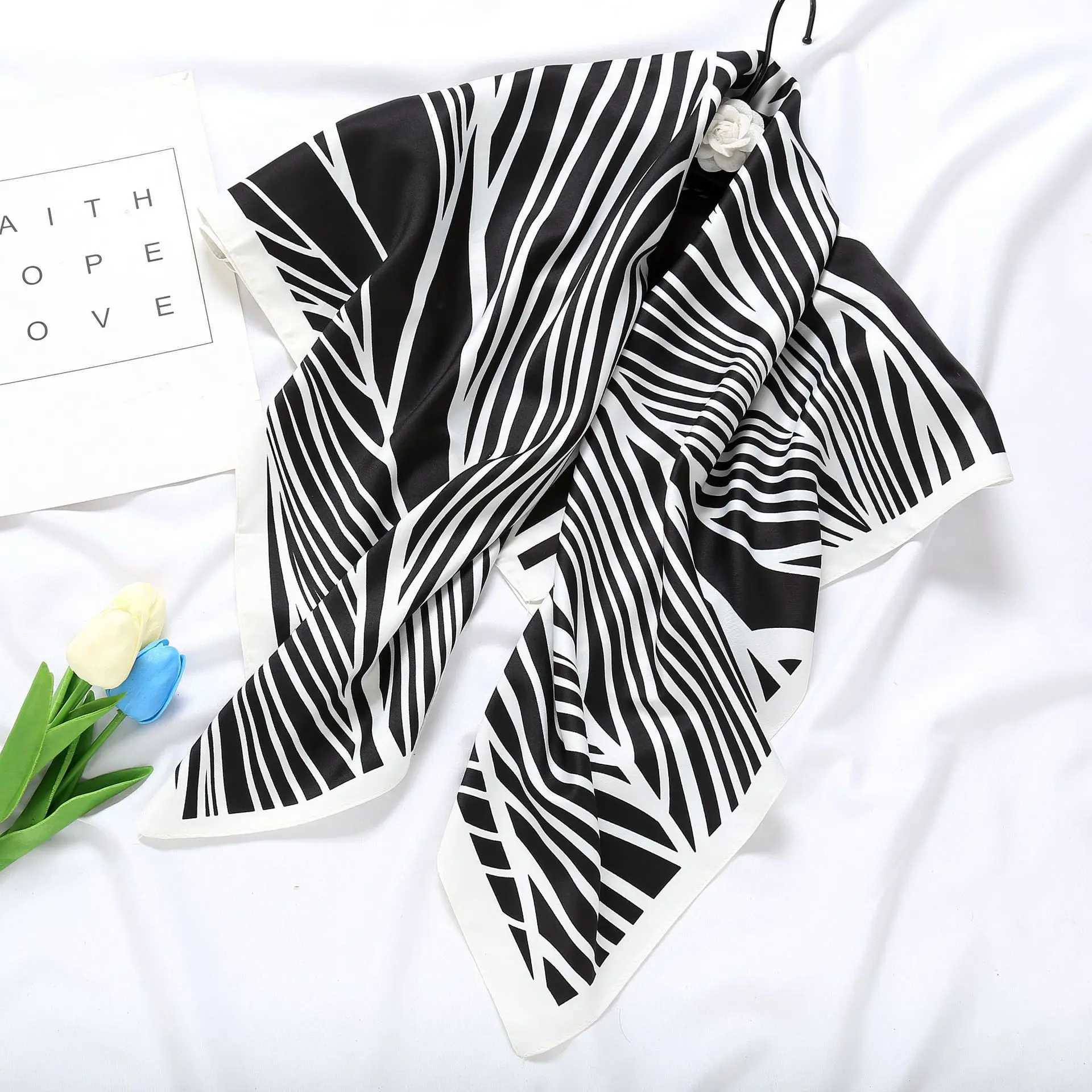 New Fashion Womens Satin Square Scarf 90 * 90cm Womens Neck Hair Tie Strap Bag Knitted Soft Collar Headscarf W240810