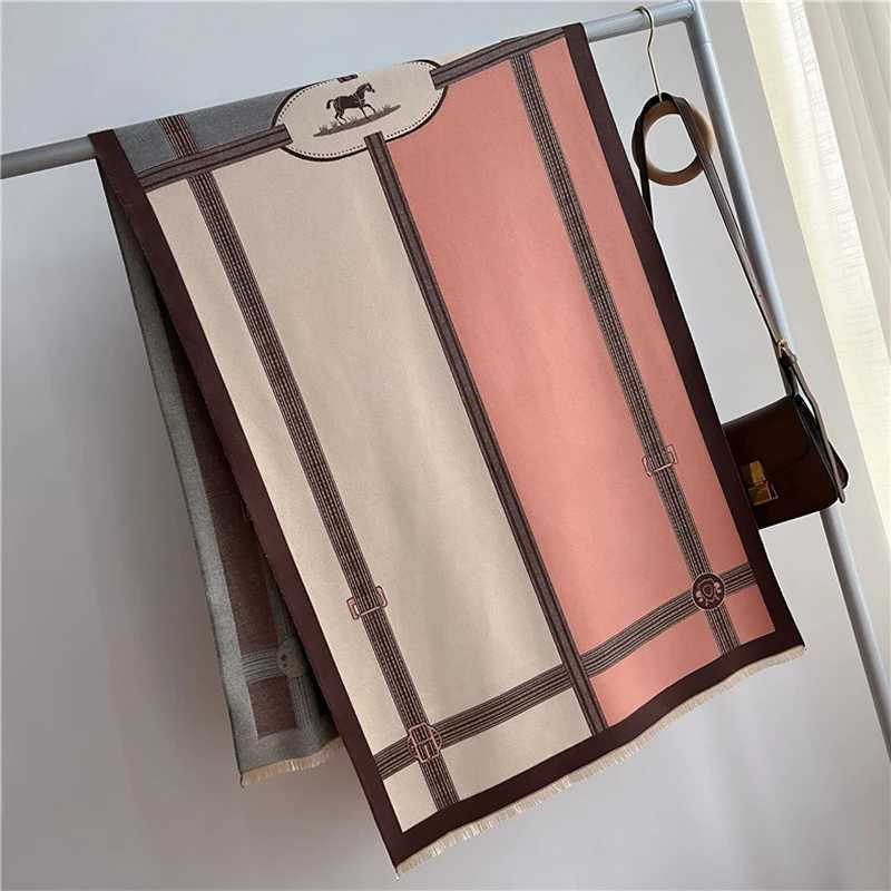 Autumn and winter scarves womens Pashmina shawls and wrapped cashmere blankets womens outdoor warm thick stools Bufanda 2023 new print W240810