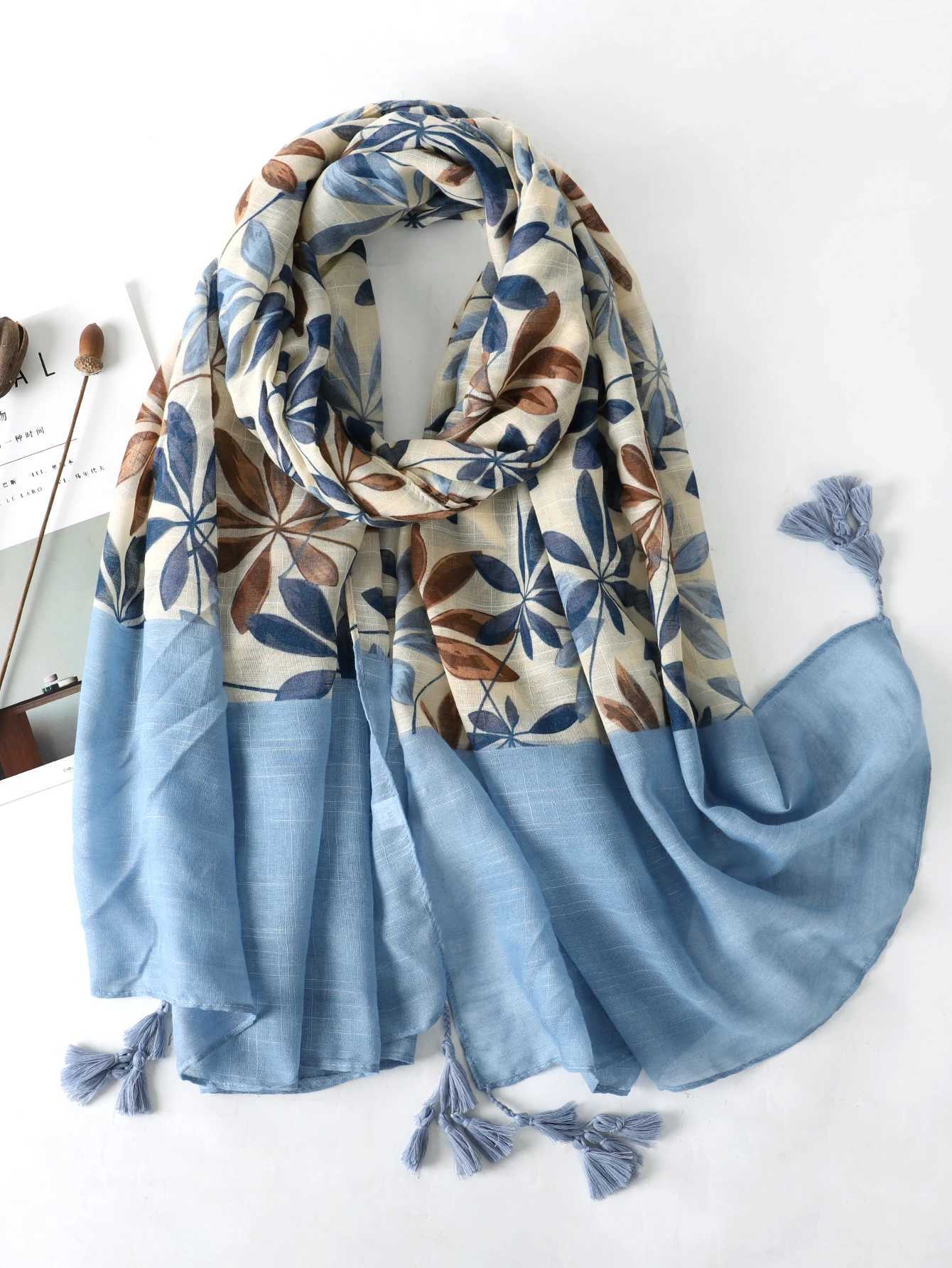 Luxury brand 2022 autumn and winter womens beach shawl cotton womens fashionable floral scarf Bandana Pashmina packaging headscarf muffler W240810