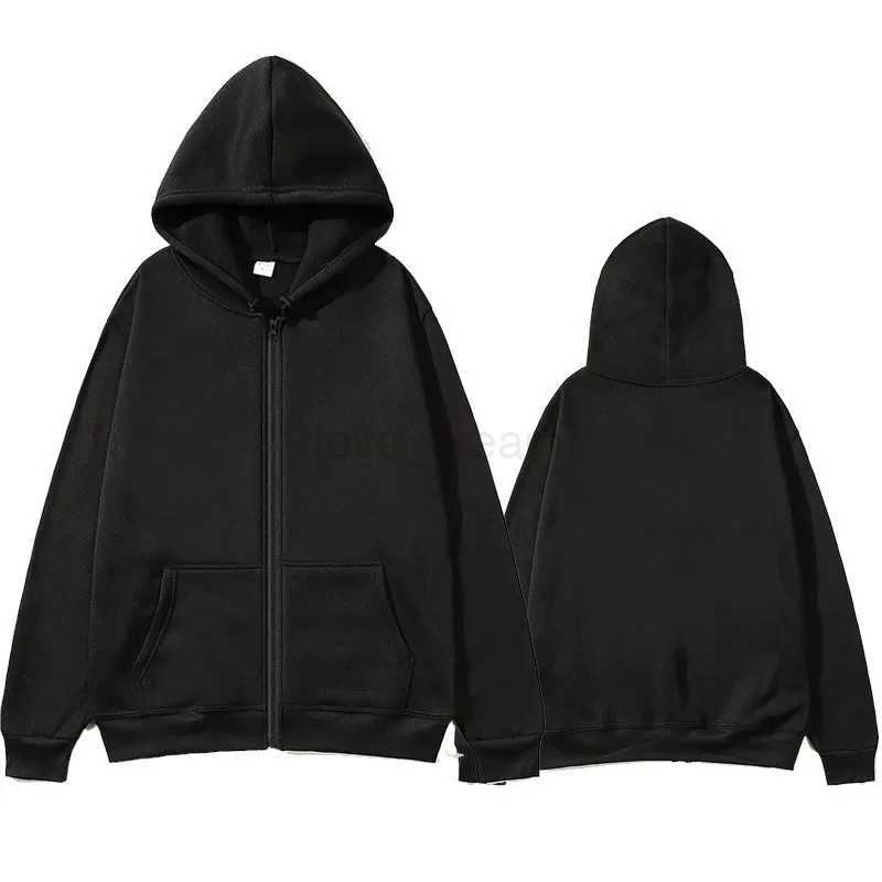 Mens and womens same jacket sweater cardigan solid color hooded sportswear autumn and winter zipper shirt hoodieXJ240812