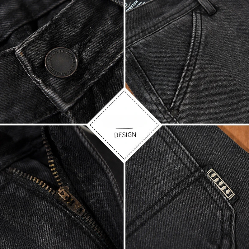 Spring Autumn Cotton Retro Straight Jeans Men Clothing Loose Casual Streetwear Men Trousers AG7162 240812