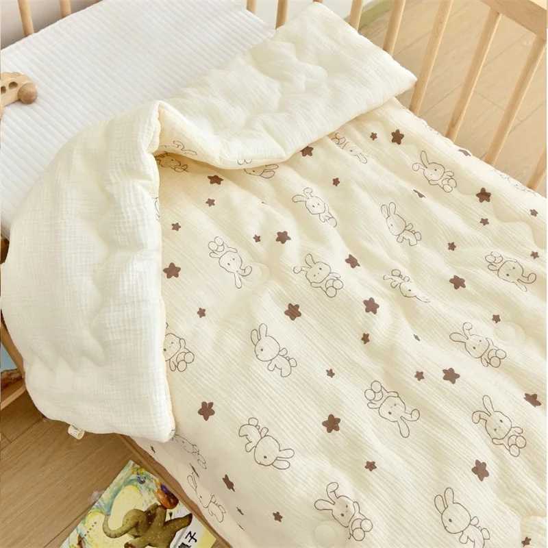 Dropshipping Korean Baby Quilt Pure Plain Cotton Blanket Baby Four Seasons Warm and Soft Swadle Packaging BeddingW240810