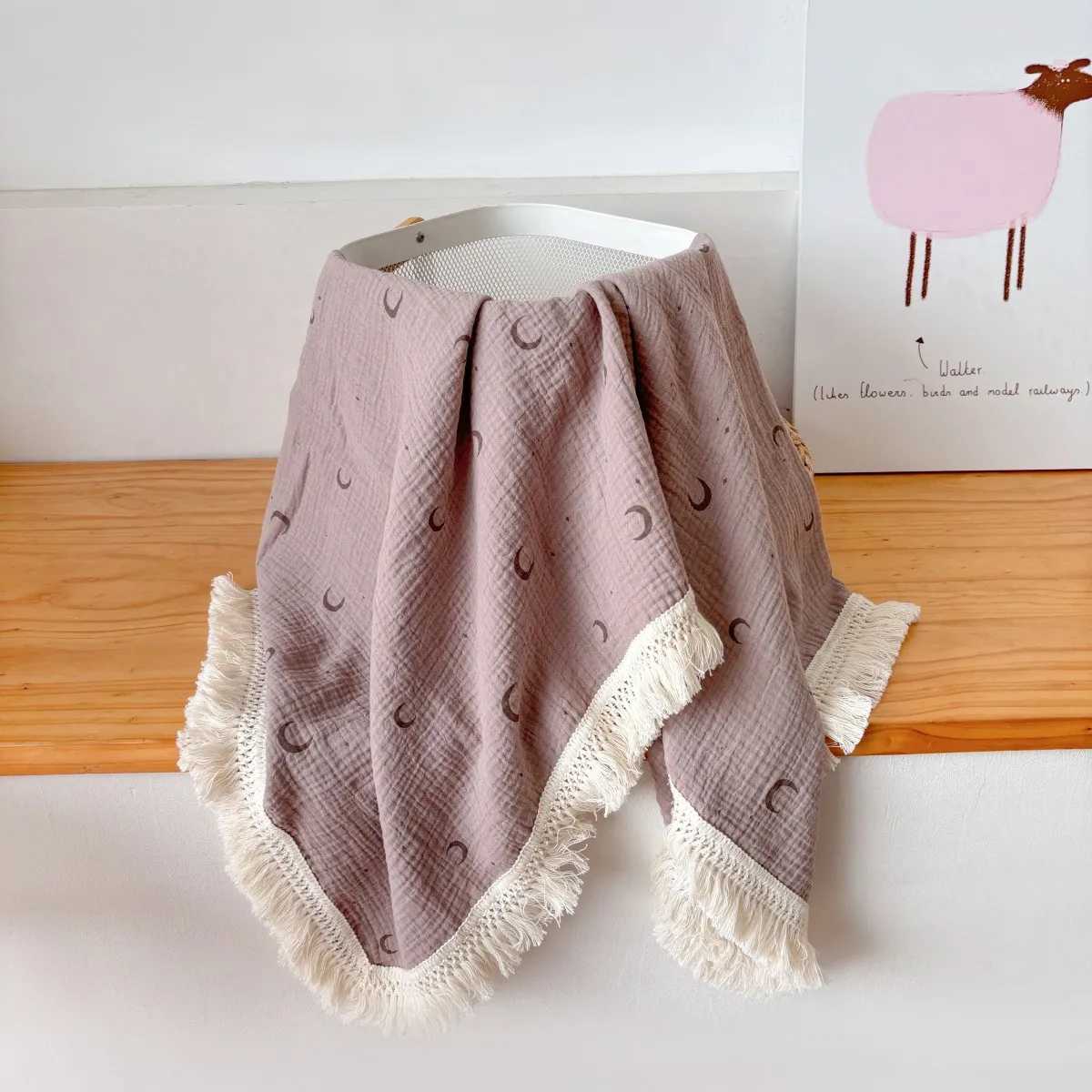 Cotton Breathable Flower Printed Baby Flow Suswader Blanket Summer Air Condition Cover Blanket Childrens Toller BlanketW240810