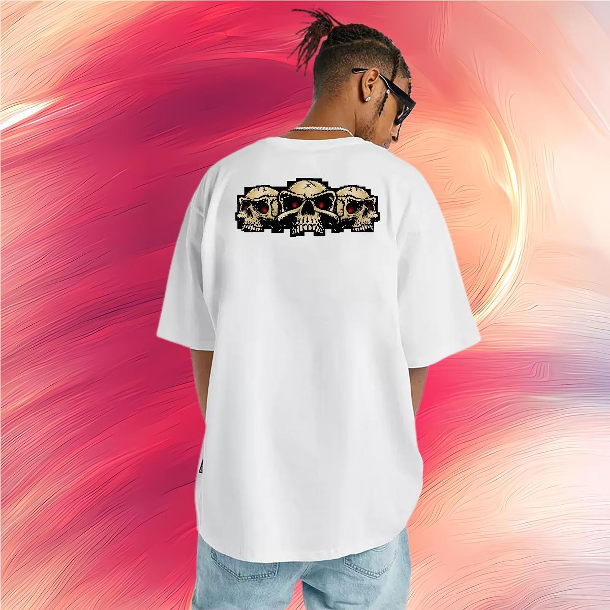 Factory Direct Men T Shirts skull Clothes 230g Cotton Street Popular Skull Round Neck Short Sleeve Men Tshirts